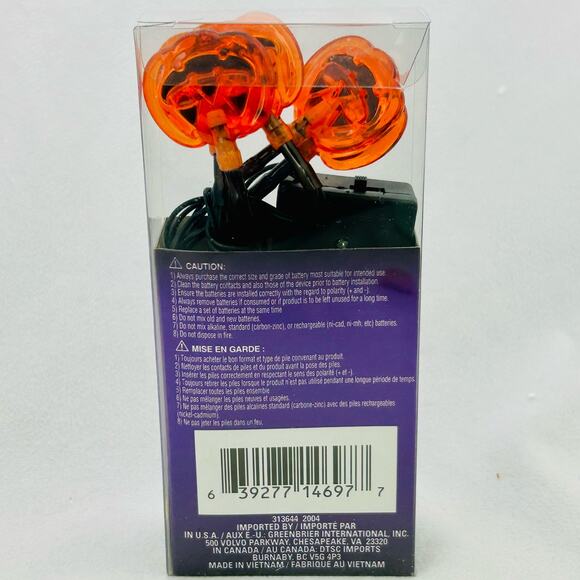 Halloween Led 10 Light Strings Lot of 4 - Lg & Sm Pumpkins Skulls Orange Lights - Picture 9 of 15